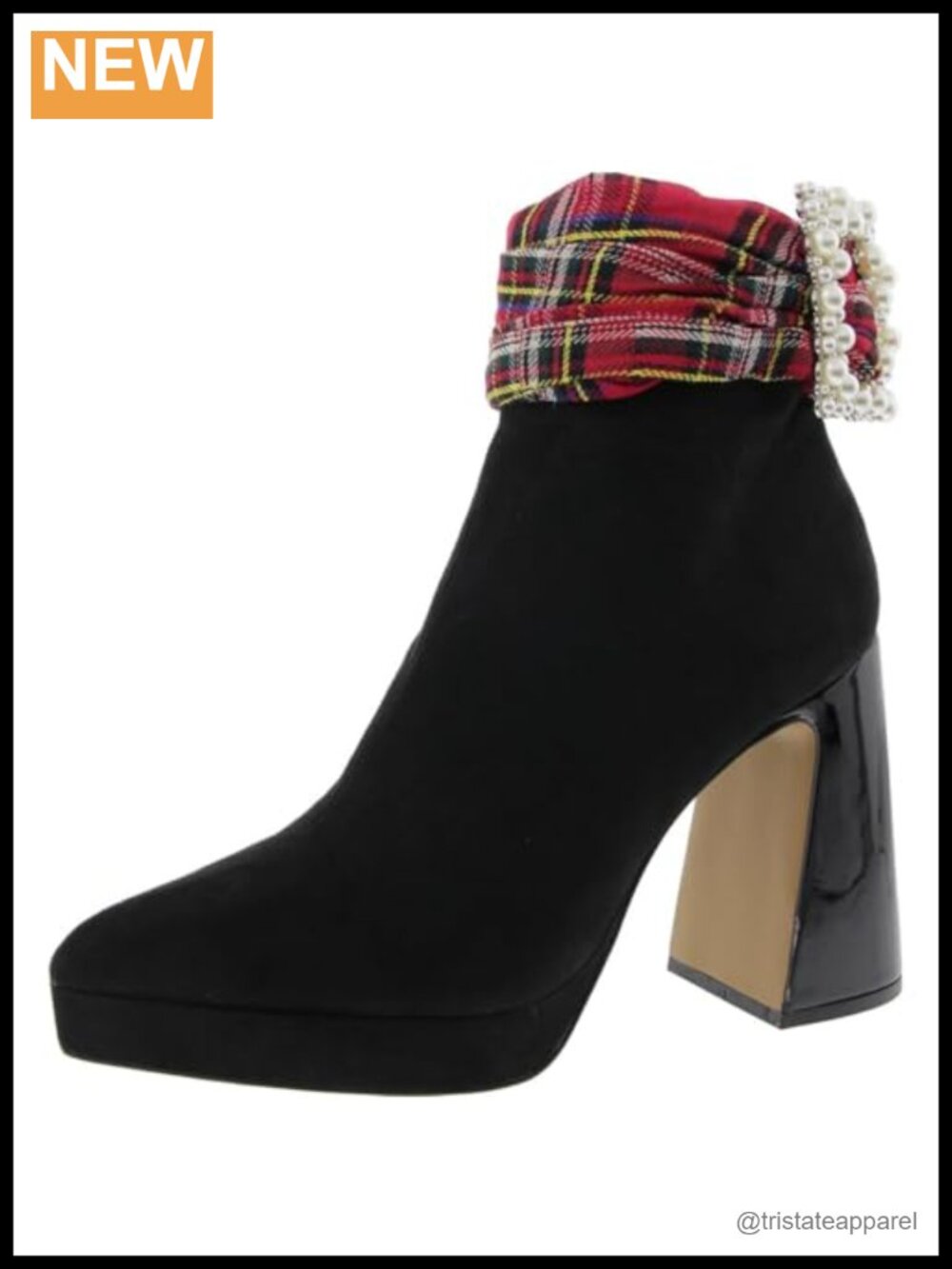 Betsey Johnson Idris Platform Block Heel Ankle Bootie Pearl Buckle